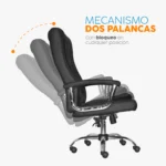 Silla ergonómica Shiny Eco en cuero sintético negro con base cromada y diseño ejecutivo para oficina