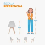 Juego de comedor Sevilla con mesa redonda moderna y cuatro sillas con asiento tapizado para espacios elegantes y contemporáneos.