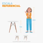 Mesa redonda Eames con estructura moderna y patas en madera para espacios contemporáneos.