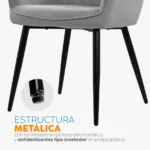 Silla de Comedor Tapizada con Brazos Milei Bonno - Imagen 6