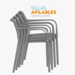 La silla Nard gris con brazos y estructura en polipropileno para interiores y exteriores.