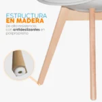 Set x2 sillas de comedor modernas Ema con patas en madera y diseño contemporáneo para comedores.