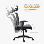 Silla de oficina ergonómica Niza con cabecero regulable y apoyo lumbar para oficinas modernas.