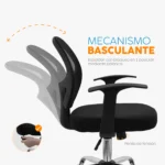 Silla de oficina Mali con espaldar en malla, asiento acolchado y base giratoria de alta resistencia.
