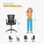 Silla de oficina ergonómica Niza con apoyo lumbar y espaldar en malla para oficinas modernas.