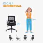 Silla de oficina Radius con espaldar en malla y apoyo lumbar para oficinas y home office.