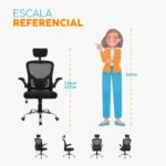 Silla ergonómica de oficina Atos color negro con apoyo lumbar, cabecero regulable y diseño ejecutivo para escritorio moderno.