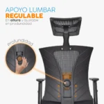 Silla de oficina ergonómica Niza con cabecero regulable y apoyo lumbar para oficinas modernas.
