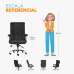 Silla ergonómica Shiny Eco en cuero sintético negro con base cromada y diseño ejecutivo para oficina