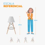 La silla de bar Eames blanco con patas de madera y estructura reforzada para espacios modernos.