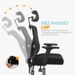 Silla de oficina ergonómica Fone Ultra con cabecero regulable y espaldar en malla para oficinas modernas.