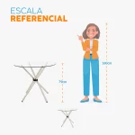 Juego de comedor AMSI de 4 puestos con mesa circular en vidrio y sillas tapizadas en terciopelo color arena.