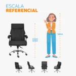La silla de oficina Classic II negra con cabecero y base cromada para oficina moderna.