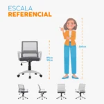 La silla de oficina Styes con respaldo alto en malla, asiento tapizado, brazos fijos y base de nylon con ruedas.